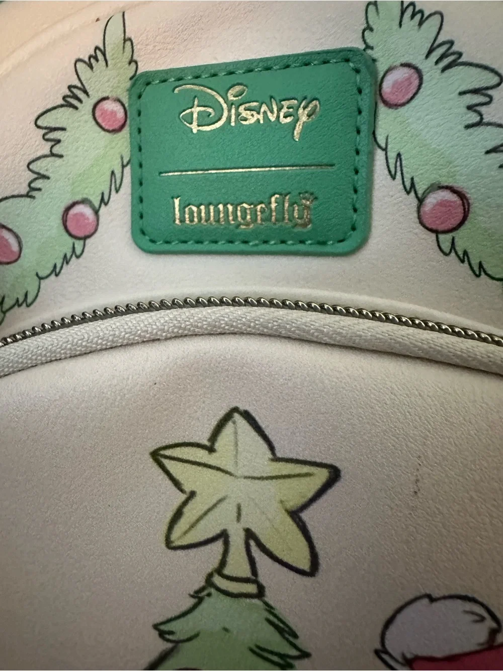 Disney White & Green Holiday Mickey & Friends Mini Backpack